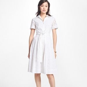 NWT Brooks Brothers White Pleated Eyelet Dress